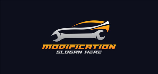 Car modification logo, mechanic logo, car repair logo, combination logo, car modification parts logo