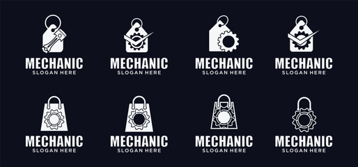 Auto parts discount logo, mechanic logo, spare parts combination logo, auto parts logo.