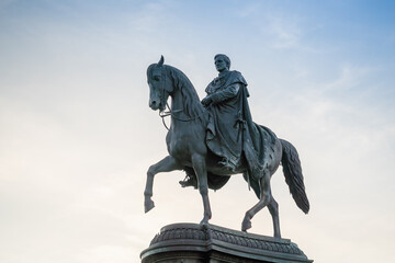 Fototapeta na wymiar King Johann of Saxony Statue at Theaterplatz - Dresden, Germany