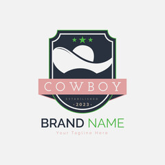 cowboy western hat shield logo design template for brand or company and other   