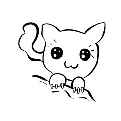 Cute cartoon cat. Domestic animal, pet, isolated on white. Design element, clipart