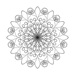 Mandala pattern in a circle. Round ornament. Coloring page element. 