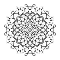 Mandala pattern in a circle. Round ornament. Coloring page element. 