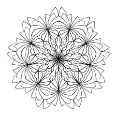 Mandala pattern in a circle. Round ornament. Coloring page element. 