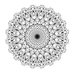 Mandala pattern in a circle. Round ornament. Coloring page element. 