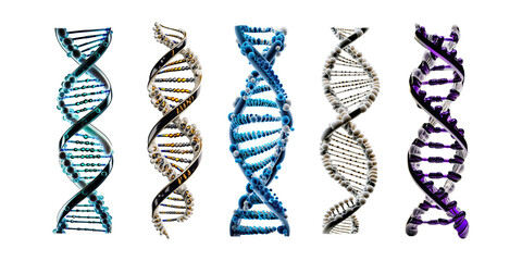 Set of DNA genome structure isolated on white background - Generative AI - obrazy, fototapety, plakaty