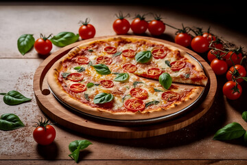 Obraz na płótnie Canvas pizza with tomato and basil