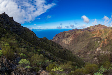 Beautiful landscape of the cliffs and mountains of Los Gigantes in the canary Islands during springtime