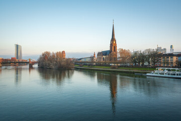 Frankfurt Sachsenhausen skyline with Dreikonigskirche (Church of the Three Kings) - Frankfurt, Germany