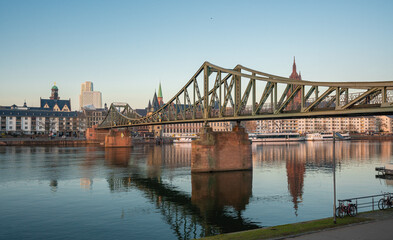 Naklejka premium Eiserner Steg (Iron Footbridge) at River Main - Frankfurt, Germany