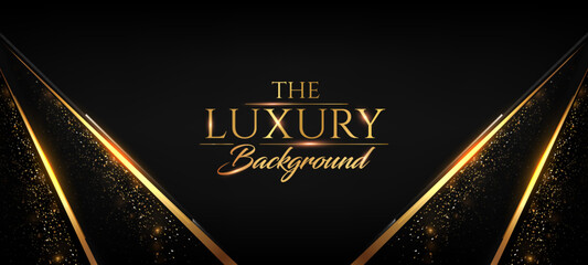 Black Golden Award Background. Jubilee Night Decorative Invitation. Stage platform. Elegant Luxury Side Abstract Shape with Crystal Edge effect. Corporate Entertainment Hollywood Bollywood Night.