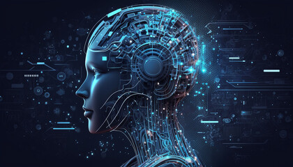 Artificial intelligence. Technology web background. Virtual concept. Generative AI.