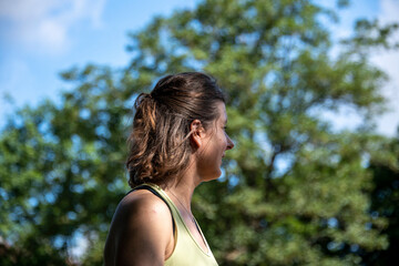 View of European women during a sport training outdoors