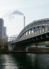 Paris, industrial chimney, steel bridge