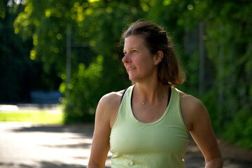 View of European women during a sport training outdoors