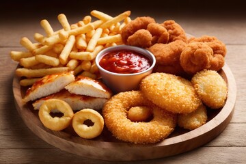 fried chicken nuggets with fries