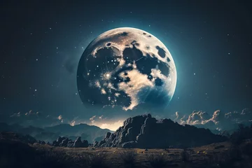 Cercles muraux Pleine Lune arbre Full moon night