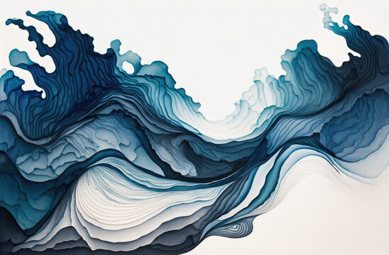 An abstract illustration featuring smooth and flowing curves in varying shades of blue, creating a serene and calming visual experience that evokes a sense of tranquility and relaxation. Generative AI