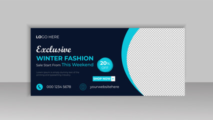 Fashion sale Facebook cover page timeline web ad banner template modern layout, Professional social media banner for marketing and advertisement.
