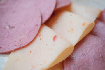 salami sausage cut into thin pieces 