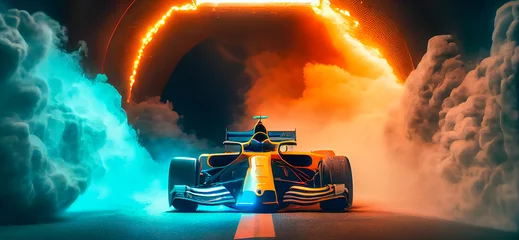 Rolgordijnen Formula 1 car in the wind tunnel. Created with generative artificial intelligence © Antonio