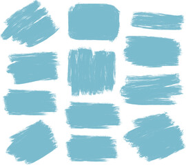 Fototapeta premium Set of different grunge blue, ink paint brush strokes. Artistic design elements, grungy background vector illustration