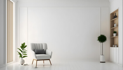 Clean and Simple Armchair Design white wall-ai generative