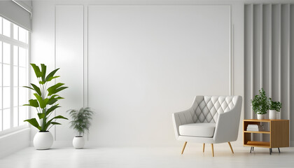 Modern Minimalist White Interior Decor-ai generative