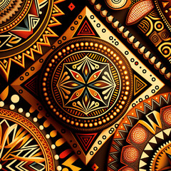 African national ornament background, ethnic wallpaper, bright geometric texture, ai generative