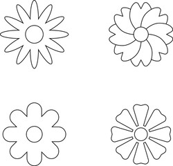 Flowers linear icons set. Flowers images vector illustration.