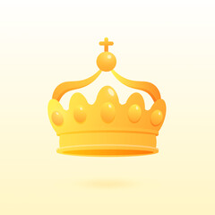 Crown golden game vector Award icon for leader or winner King or monarch, queen or princess tiara, prince headdress 3D Classic heraldic imperial sign. Vintage or old jewelry, monarchy theme EPS