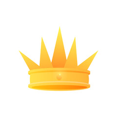 Crown golden game vector Award icon for leader or winner King or monarch, queen or princess tiara, prince headdress 3D Classic heraldic imperial sign. Vintage or old jewelry, monarchy theme EPS
