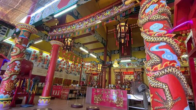 View of beautiful praying area inside a Chinese temple