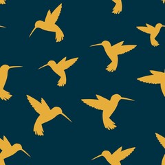 Seamless pattern with hummingbirds, for paper, fabric. Spring mood