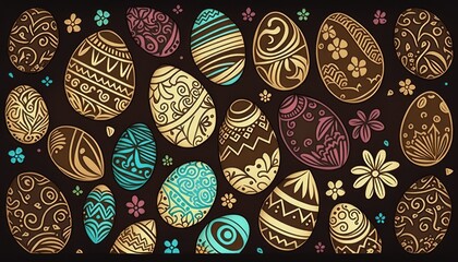 Chocolate Easter Egg Pattern. AI Generative