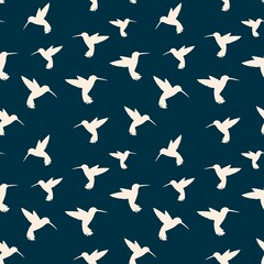 Seamless pattern with hummingbirds, for paper, fabric. Spring mood