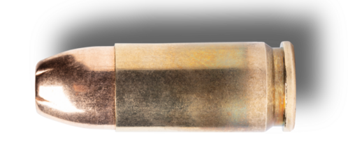 9 mm cartridge with hollow point bullet and shadow
