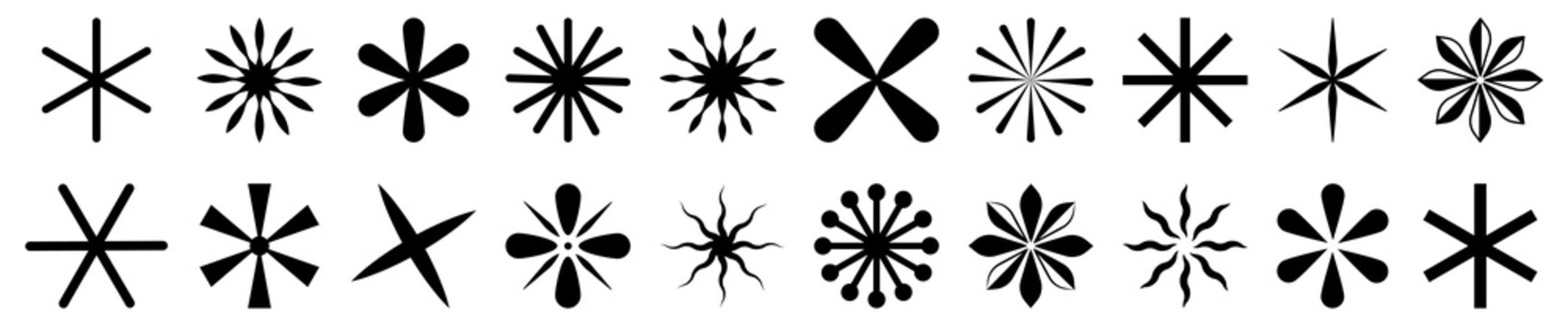 Asterisk icons set. Vector illustration isolated on white background