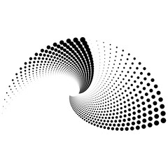 Abstract halftone spiral. Vector halftone dots background for design banners, posters, business projects, pop art texture, covers. Geometric black and white texture