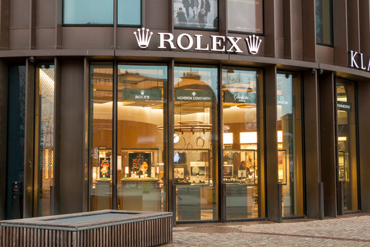 Copenhagen, Denmark - 12 Dec 2020: The Logo of the ROLEX in Copenhagen
