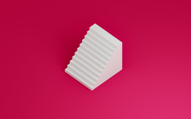 White Stairs, steps with Viva Magenta color Background, 3d render 2023