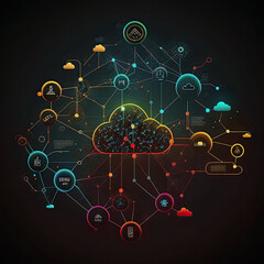 The Interconnected Nodes of Cloud Computing. Generative AI.
