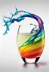 A Rainbow Cocktail Splashing