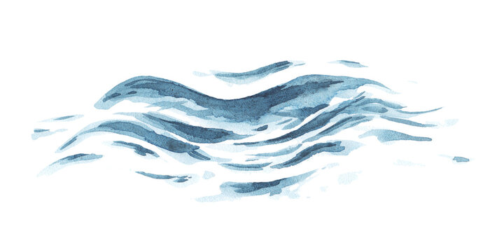 watercolor wave hand drawn illustration blue abstract nice drawing
