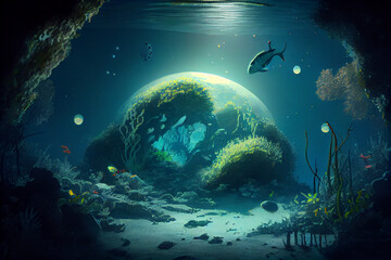 Obraz premium The world gone under water. AI generated