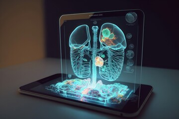 Futuristic medical app hologram. AI Generation