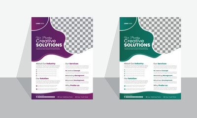 a bundle of 2 templates of different colors a4 flyer template, modern business flyer template, 
abstract business flyer and creative design, IT company flyer and editable vector template