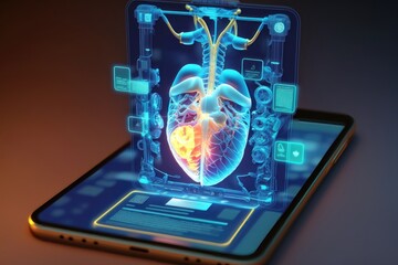 Futuristic medical app hologram. AI Generation