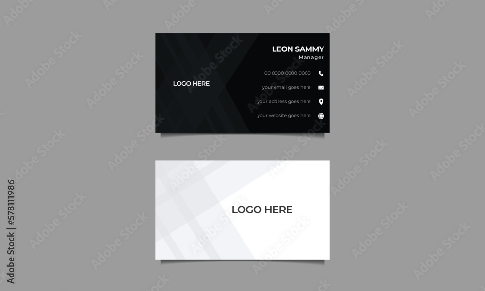 Sticker simple and minimal black color visiting card template.