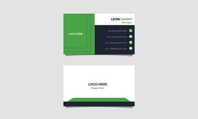 Green and black corporate business card template. vector illustrations.